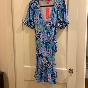 NWT Lilly Pulitzer macaw blue wrap dress.